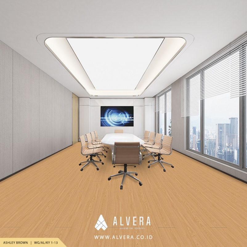 alvera ashley brown lantai vinyl motif kayu terang pada ruang meeting kantor