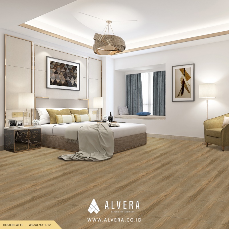 alvera hosier latte lantai vinyl motif kayu untuk kamar tidur