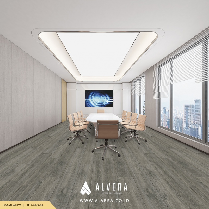 alvera lantai spc logan white pada ruang meeting kantor