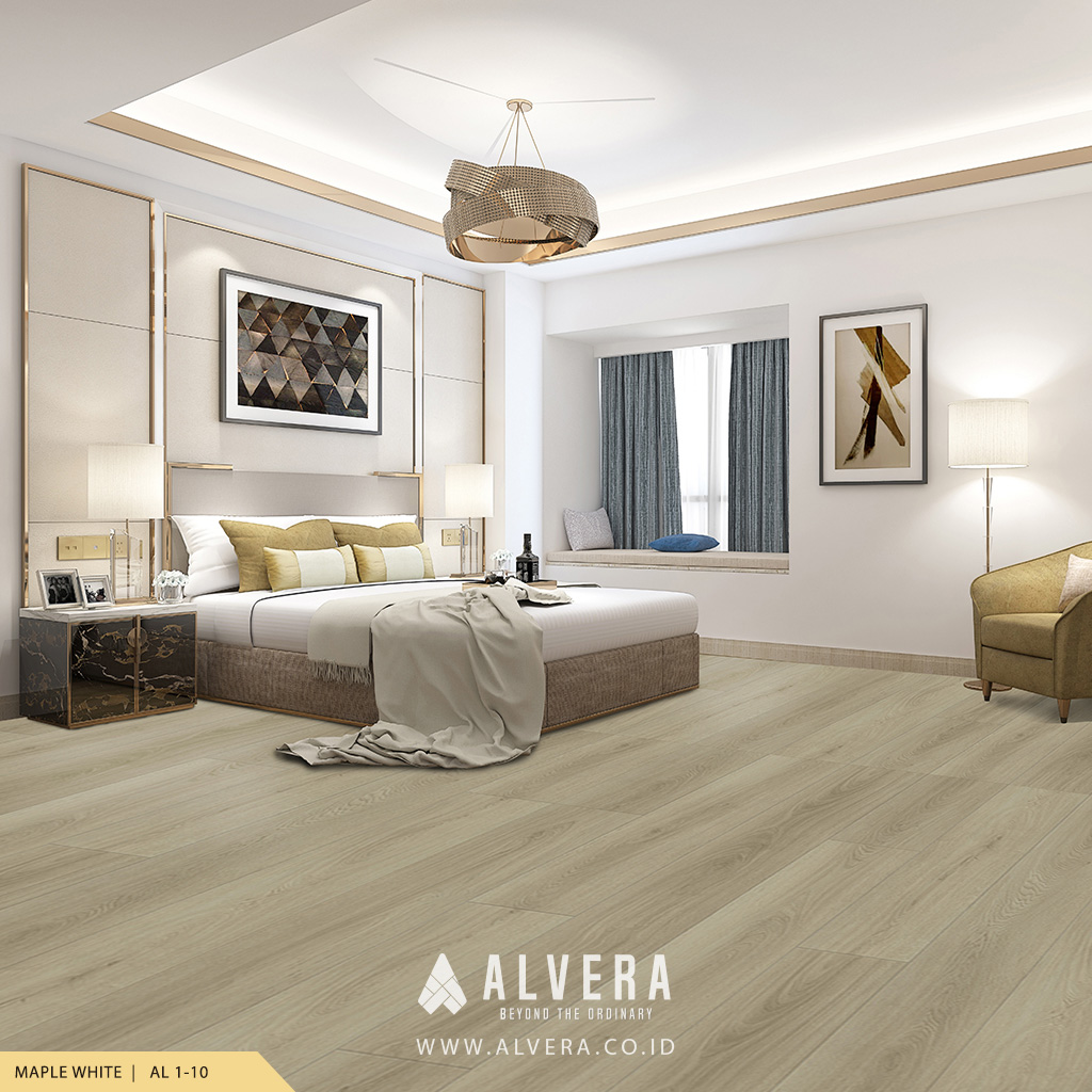 alvera maple white lantai vinyl warna putih untuk kamar tidur