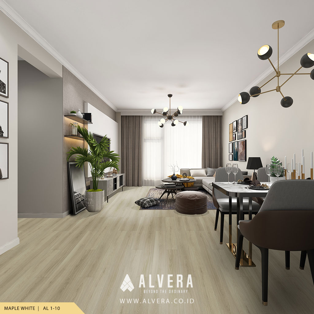 alvera maple white lantai kayu vinyl warna putih untuk ruang tamu