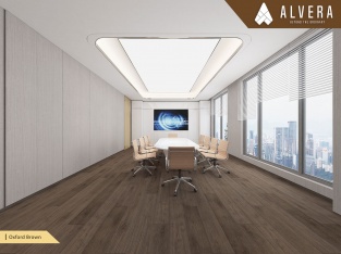 alvera oxford brown lantai vinyl motif kayu pada ruang meeting kantor