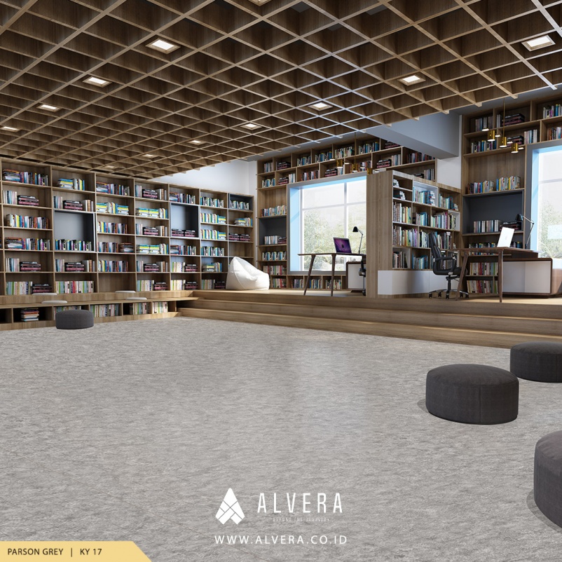 alvera parson grey lantai vinyl abu-abu motif batu alam untuk perpustakaan