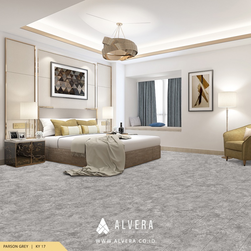 alvera parson grey lantai vinyl abu-abu motif batu alam untuk kamar tidur