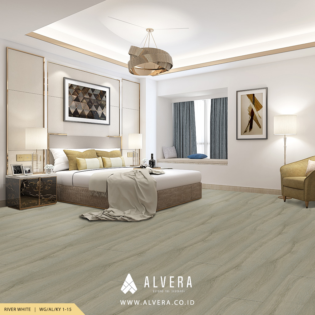 alvera river white lantai vinyl warna putih abu untuk kamar tidur