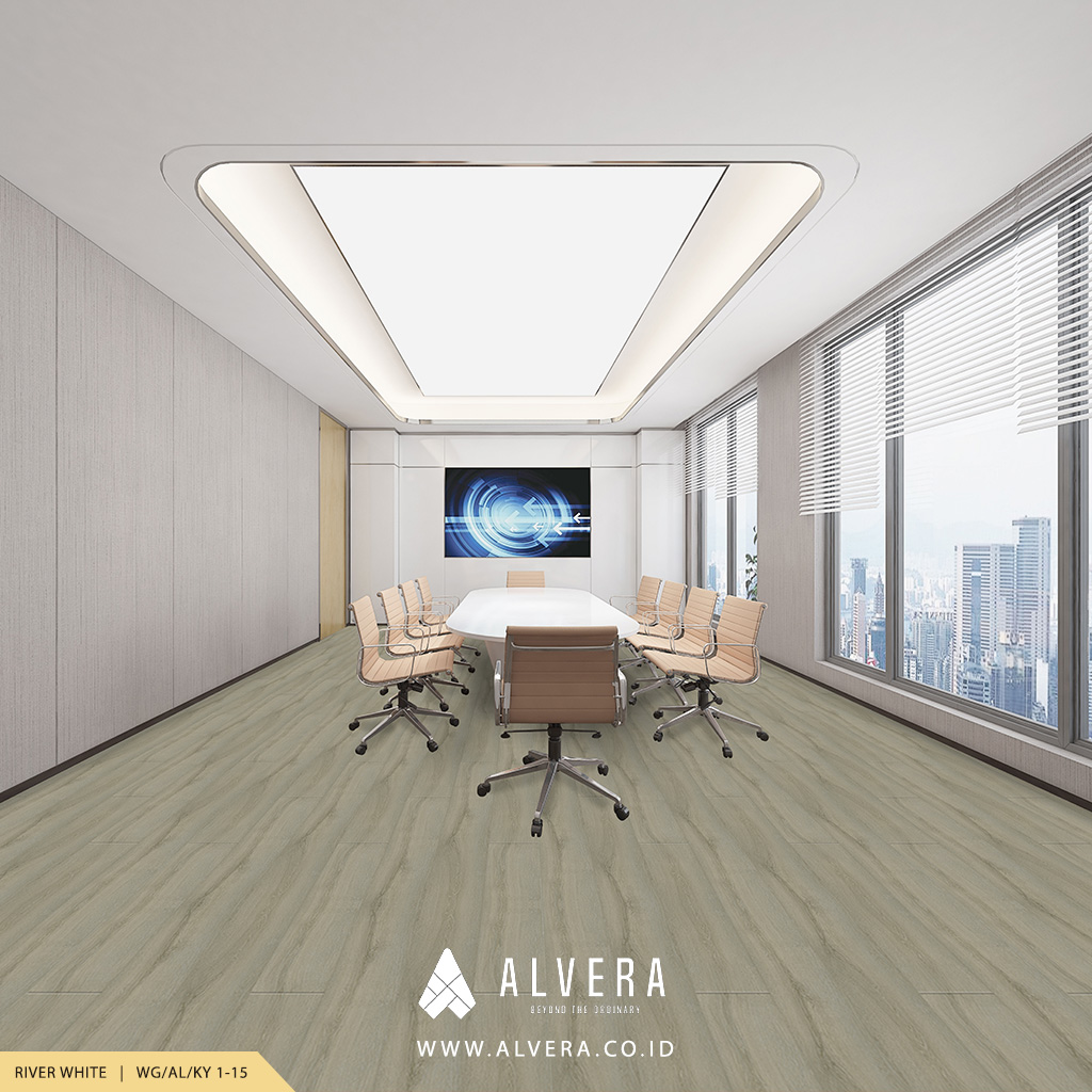alvera river white lantai vinyl warna putih abu untuk ruang meeting